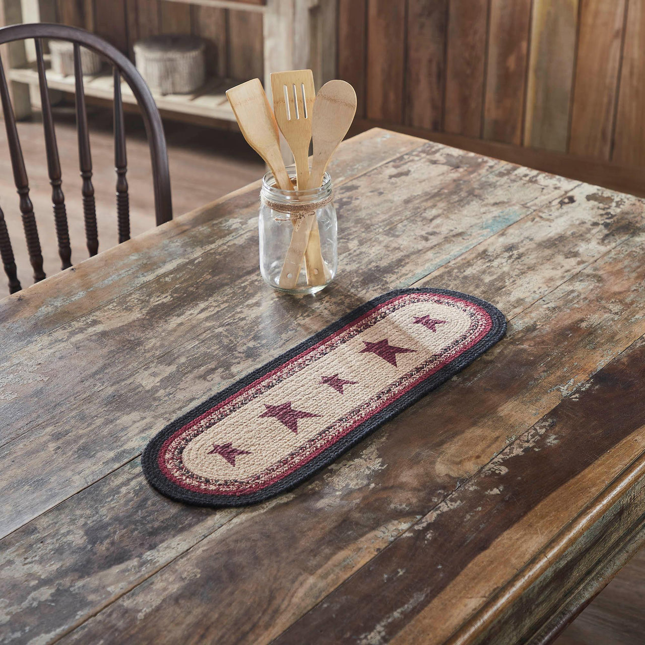 Connell Oval Runner Stencil Stars 8x24 - The Fox Decor