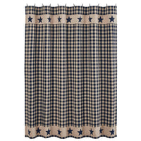 Thumbnail for Allegiance Navy & Tan Check Shower Curtain 72x72 - The Fox Decor