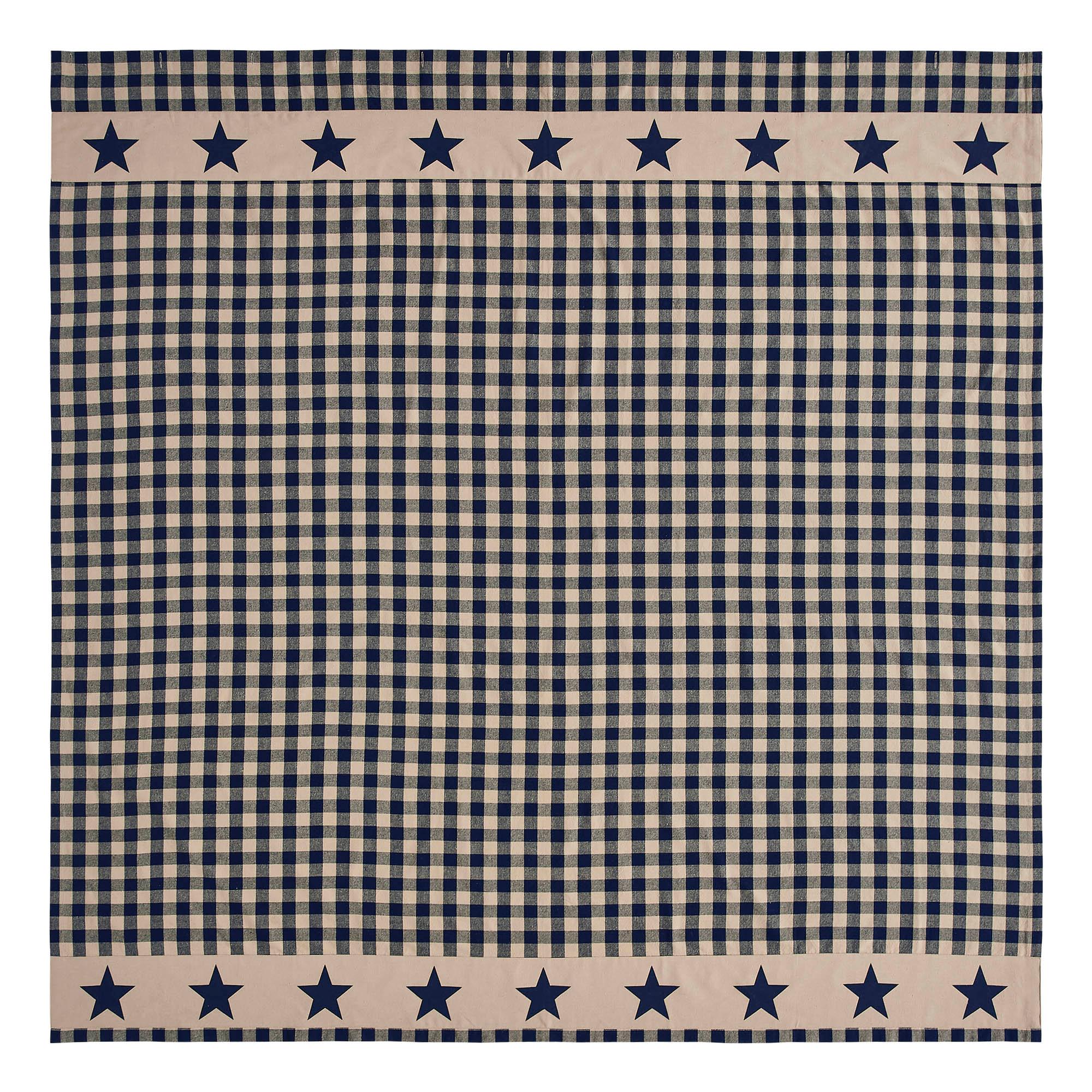 Allegiance Navy & Tan Check Shower Curtain 72x72 - The Fox Decor