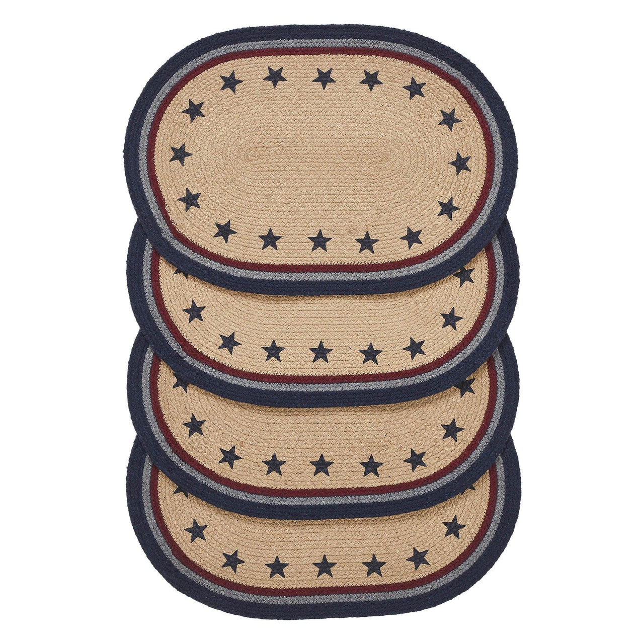 My Country Oval Placemat Stencil Stars Set of 4 13x19 - The Fox Decor