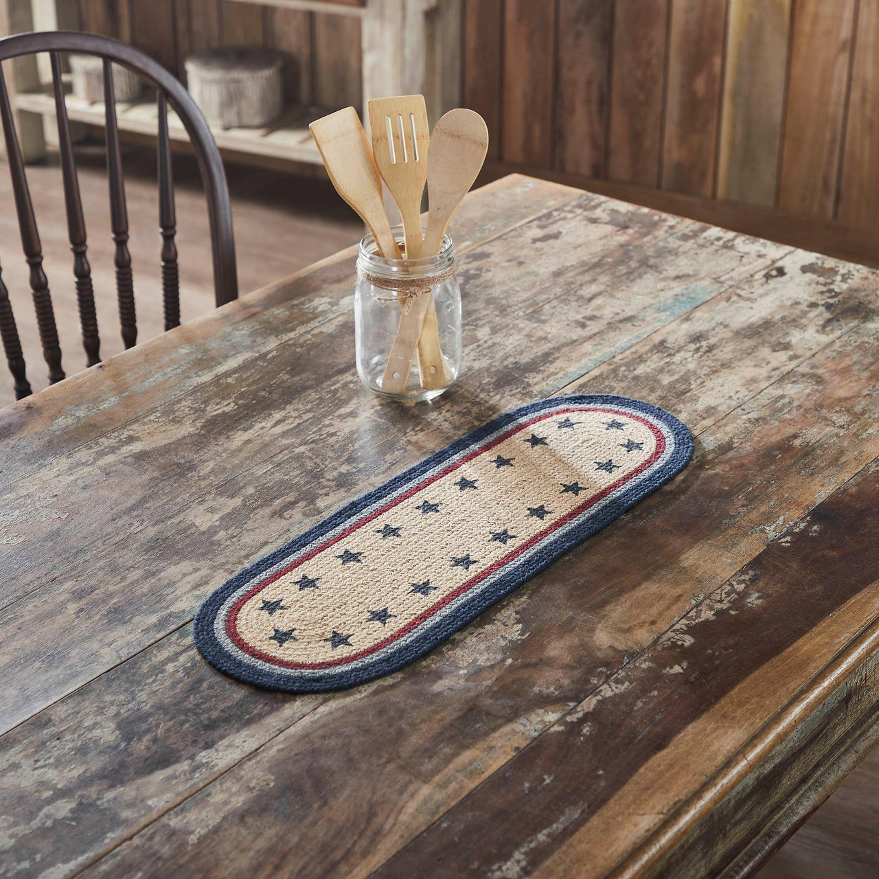My Country Oval Runner Stencil Stars 8x24 - The Fox Decor