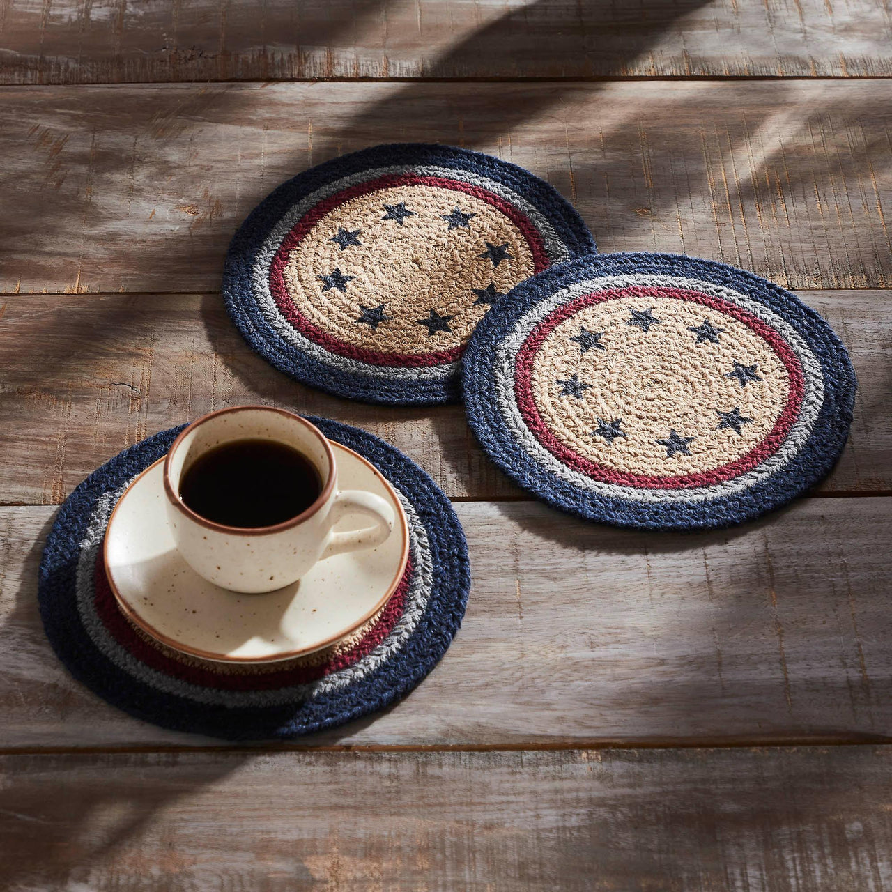 My Country Trivet Stencil Stars 8 inch Diameter Set of 3 - The Fox Decor