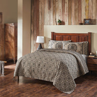 Custom House Black Tan Jacquard King Coverlet 106Wx97L - The Fox Decor