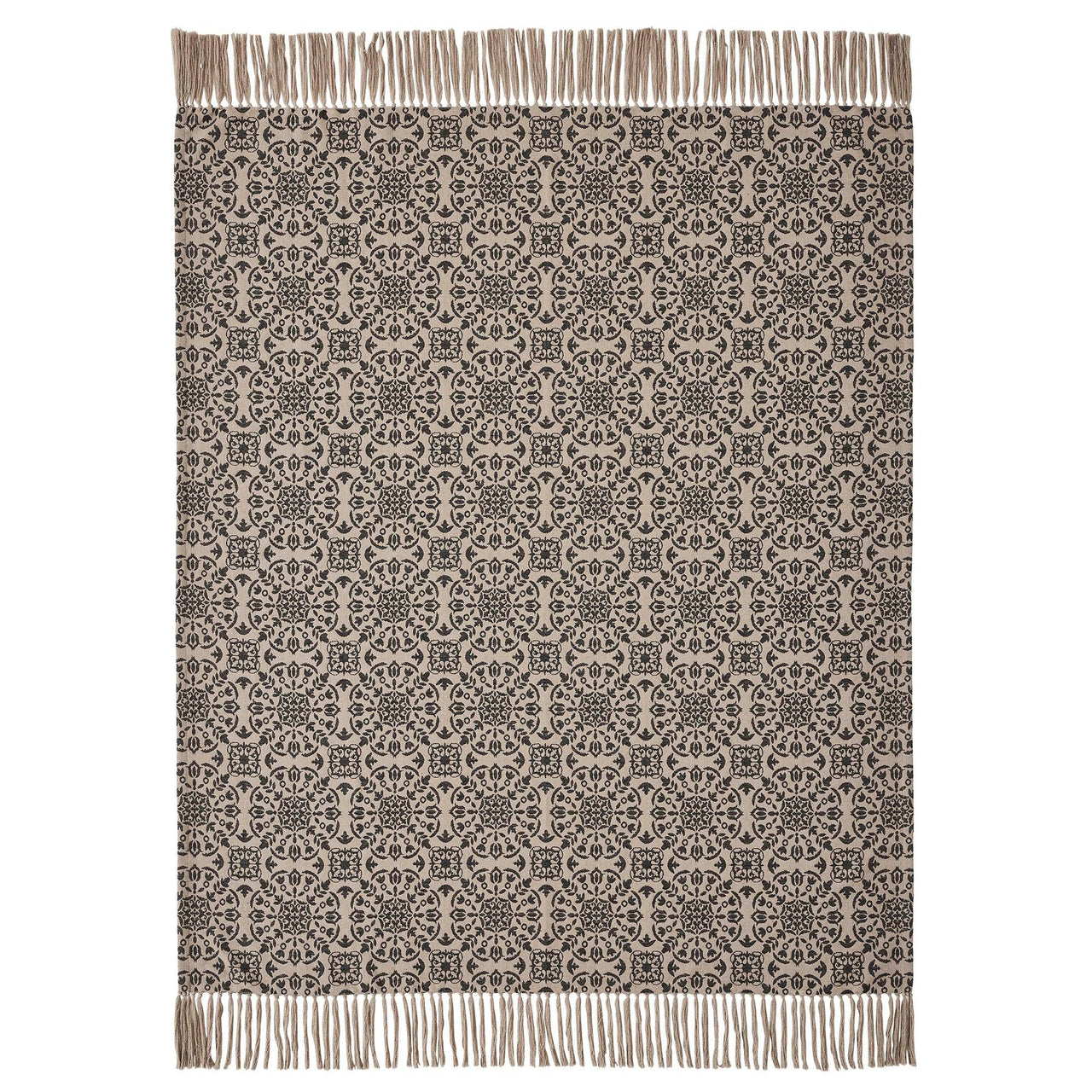 Custom House Black Tan Jacquard Woven Throw 50x60 - The Fox Decor