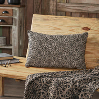 Custom House Black Tan Jacquard Pillow 14x22 - The Fox Decor