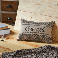 Custom House Black Tan Jacquard Blessed Pillow 9.5x14 - The Fox Decor