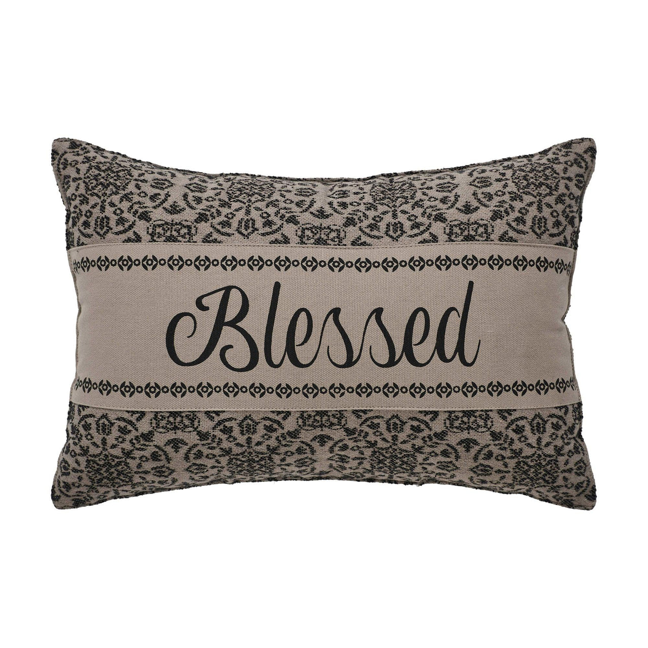 Custom House Black Tan Jacquard Blessed Pillow 9.5x14 - The Fox Decor