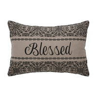 Custom House Black Tan Jacquard Blessed Pillow 9.5x14 - The Fox Decor