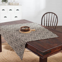 Custom House Black Tan Jacquard Table Topper 42x42 - The Fox Decor
