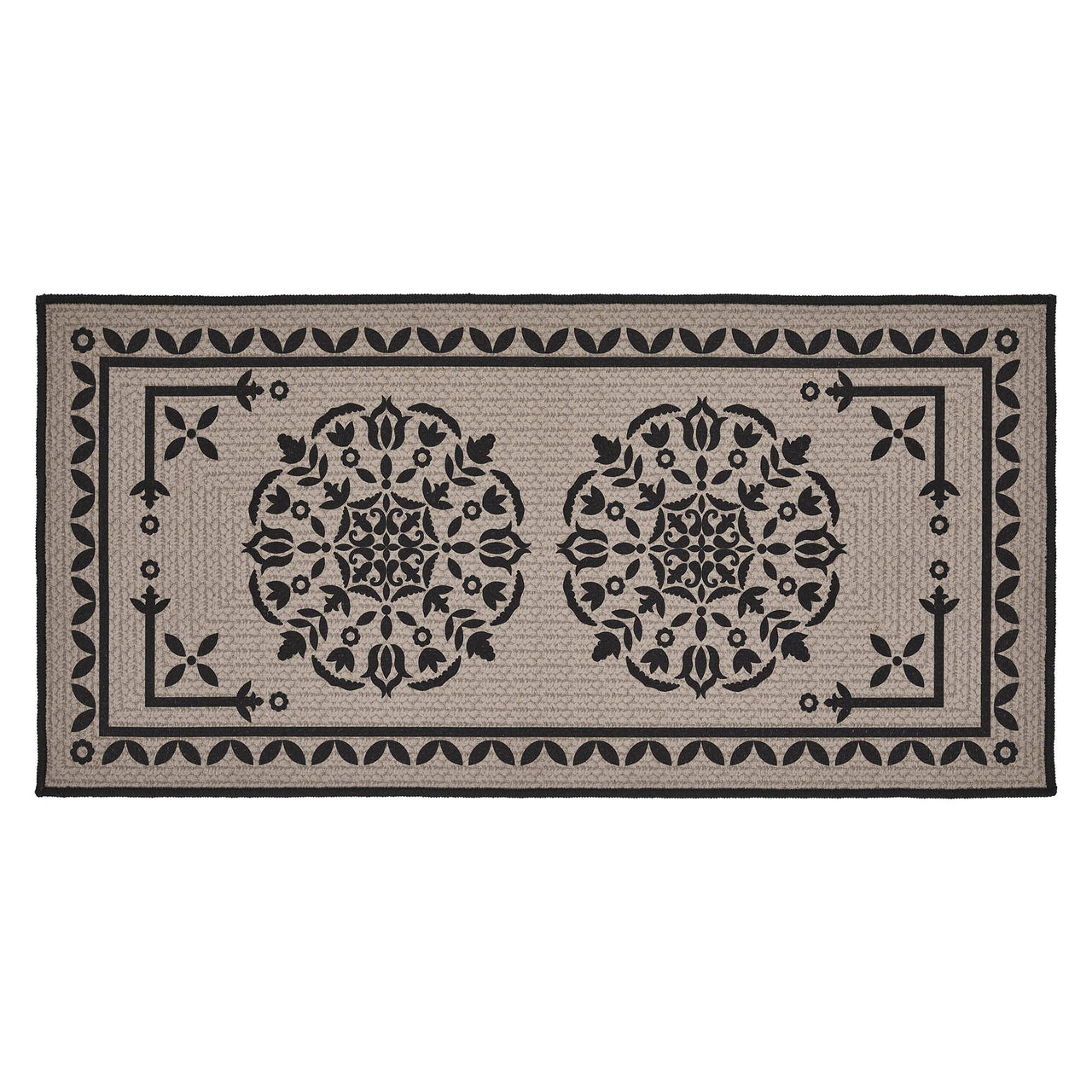Custom House Black Tan Jacquard Polyester Bathmat 17x36 - The Fox Decor