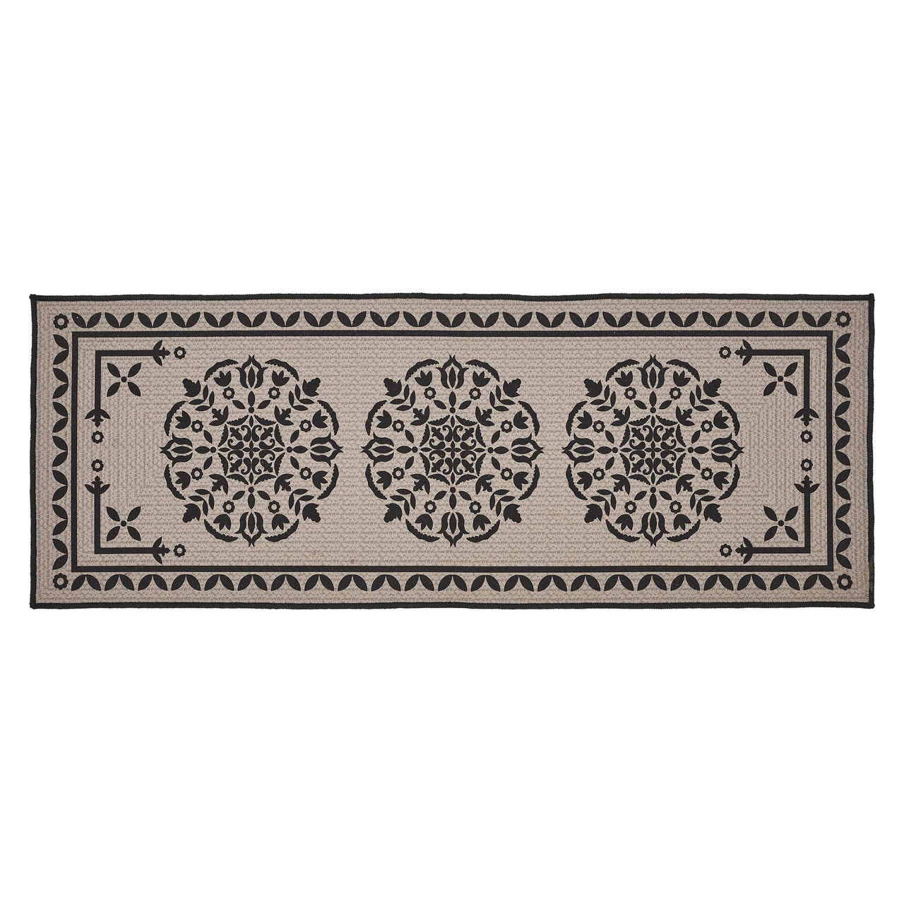 Custom House Black Tan Jacquard Polyester Bathmat 17x48 - The Fox Decor