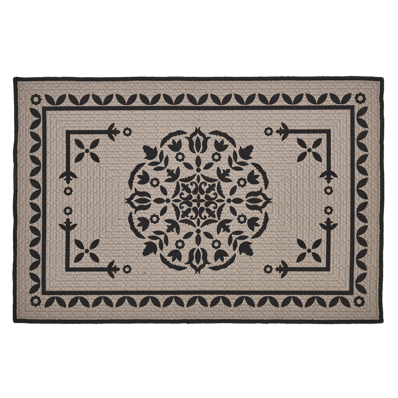 Custom House Black Tan Jacquard Polyester Bathmat 20x30 - The Fox Decor