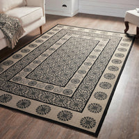 Thumbnail for Custom House Black Tan Jacquard Polyester Rug Rect 60x96 - The Fox Decor