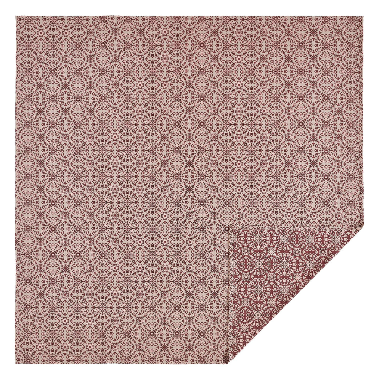 Custom House Burgundy Tan Jacquard Queen Coverlet 94Wx94L - The Fox Decor