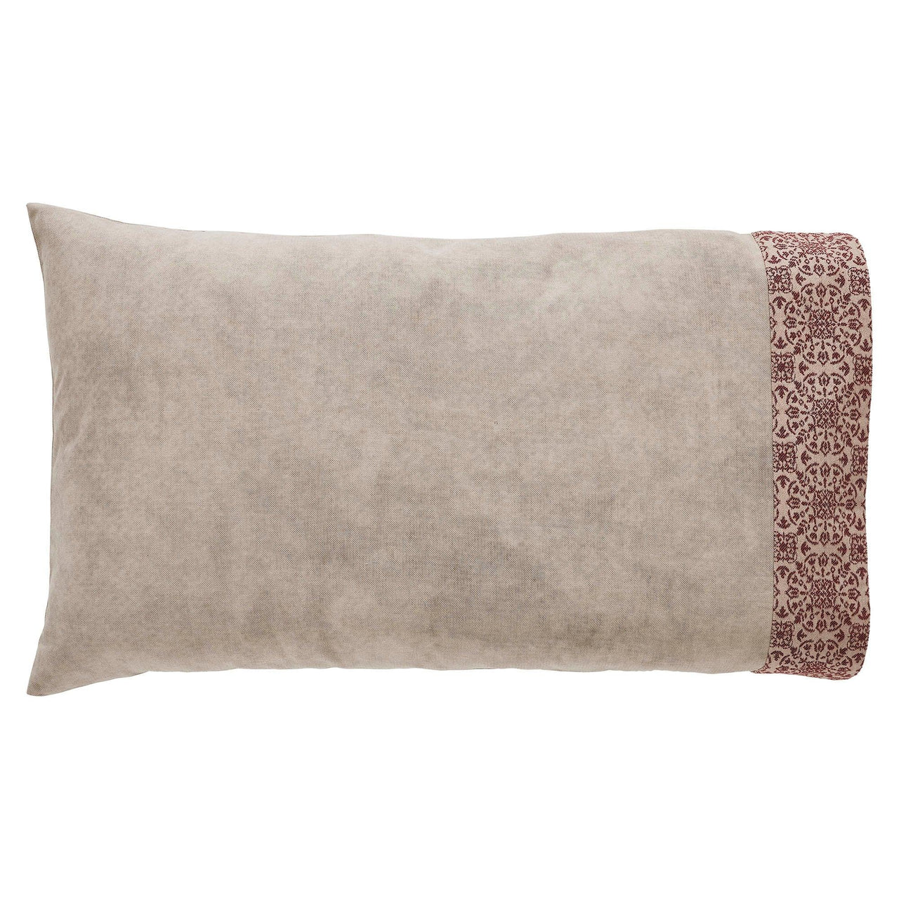 Custom House Burgundy Tan Jacquard Standard Pillow Case Set of 2 21x30+4 - The Fox Decor