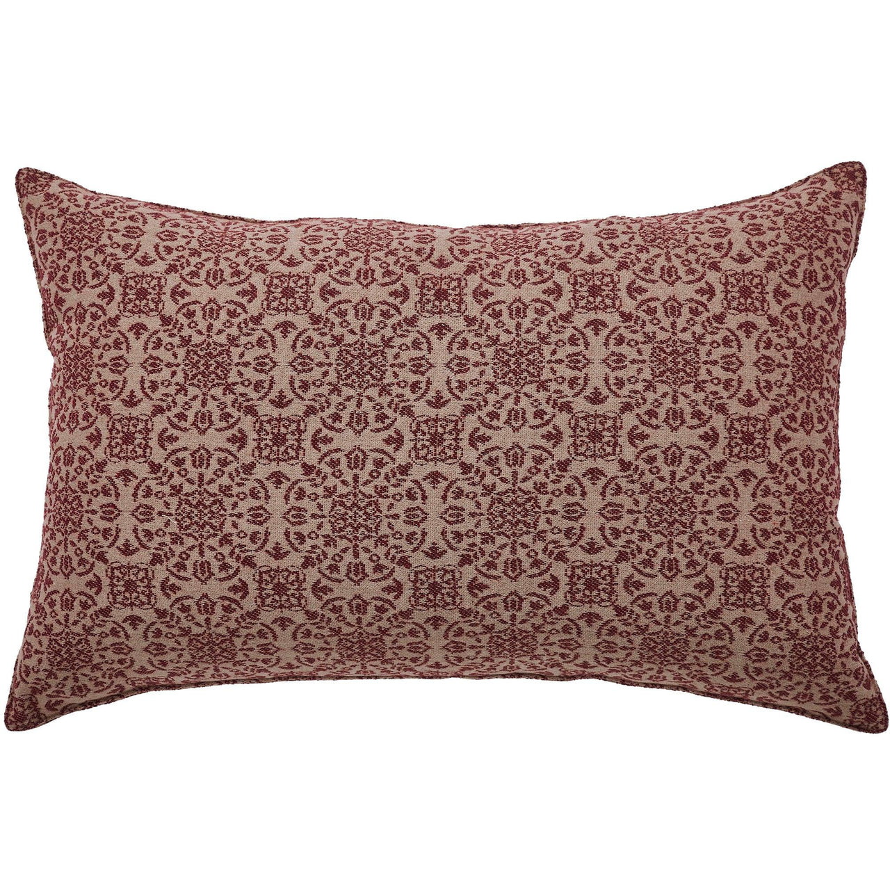 Custom House Burgundy Tan Jacquard Grateful Pillow 14x22 - The Fox Decor
