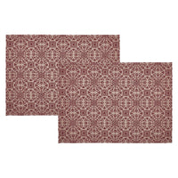 Custom House Burgundy Tan Jacquard Placemat Set of 2 13x19 - The Fox Decor