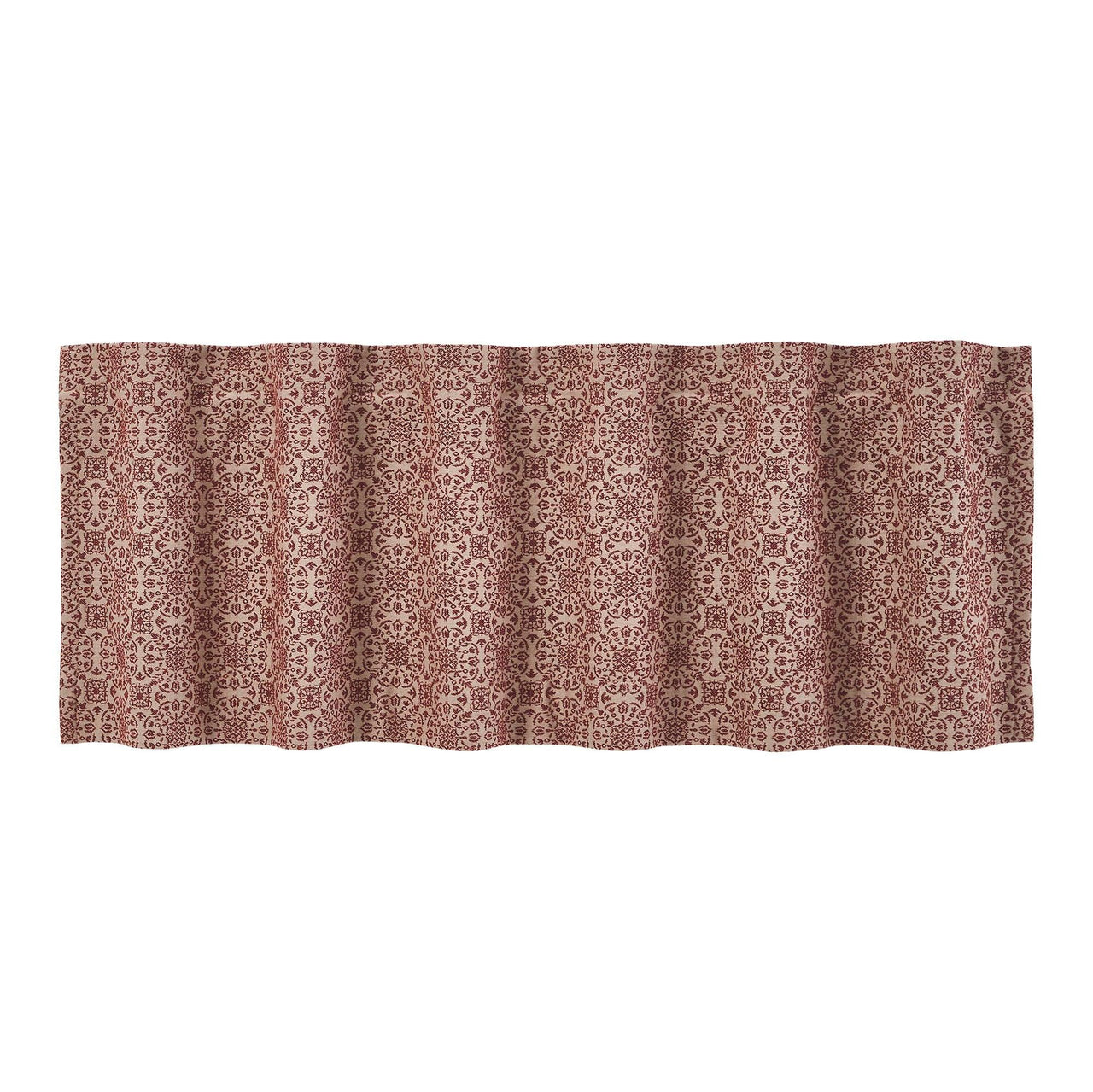 Custom House Burgundy Tan Jacquard Valance 18x60 - The Fox Decor