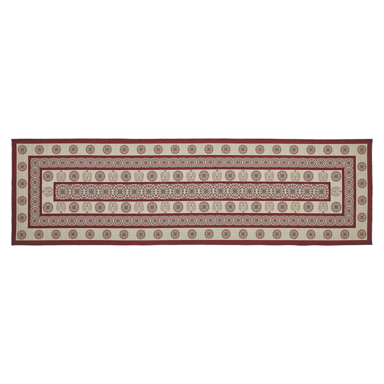 Custom House Burgundy Tan Jacquard Polyester Rug/Runner Rect 22x78 - The Fox Decor