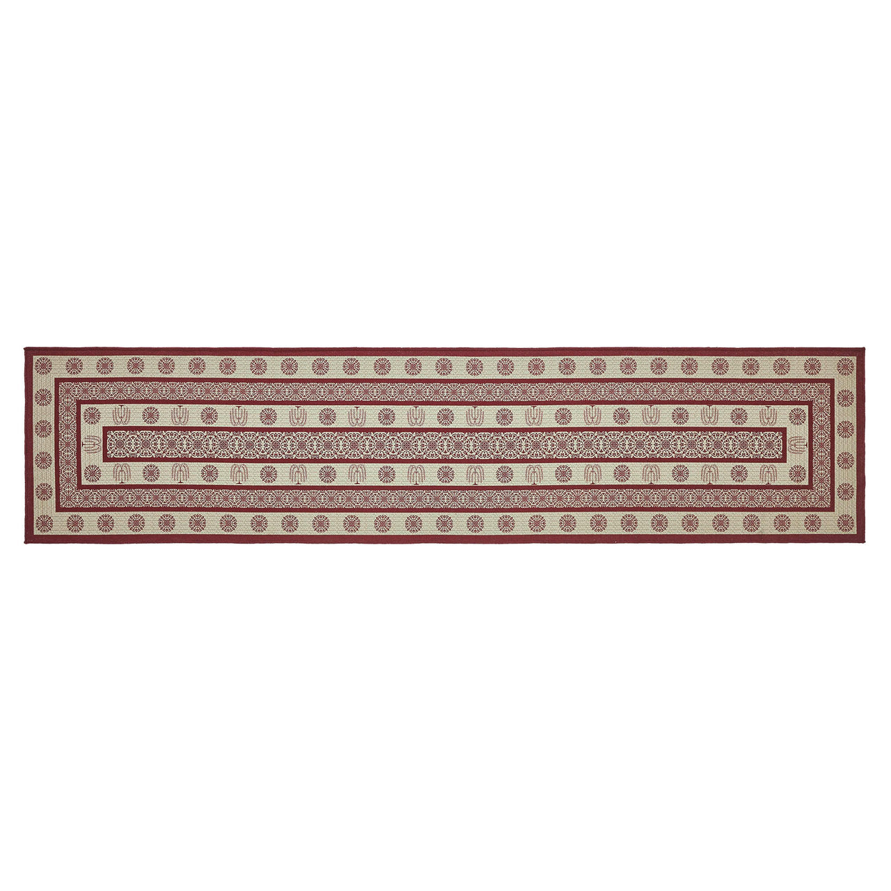 Custom House Burgundy Tan Jacquard Polyester Rug/Runner Rect 22x96" VHC Brands - The Fox Decor