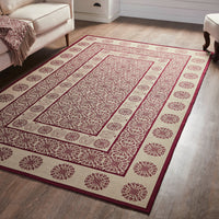 Thumbnail for Custom House Burgundy Tan Jacquard Polyester Rug Rect 60