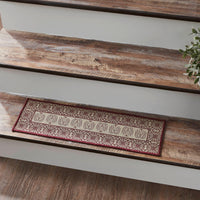 Thumbnail for Custom House Burgundy Tan Jacquard Polyester Stair Tread Rect Latex 8.5x27 - The Fox Decor