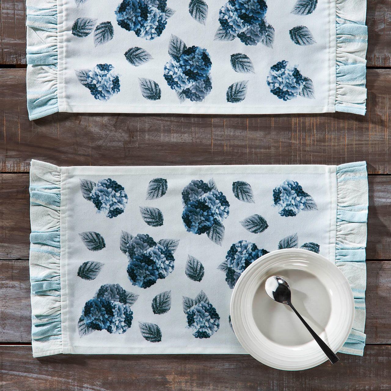 Finders Keepers Hydrangea Ruffled Placemat Set of 2 13x19 - The Fox Decor
