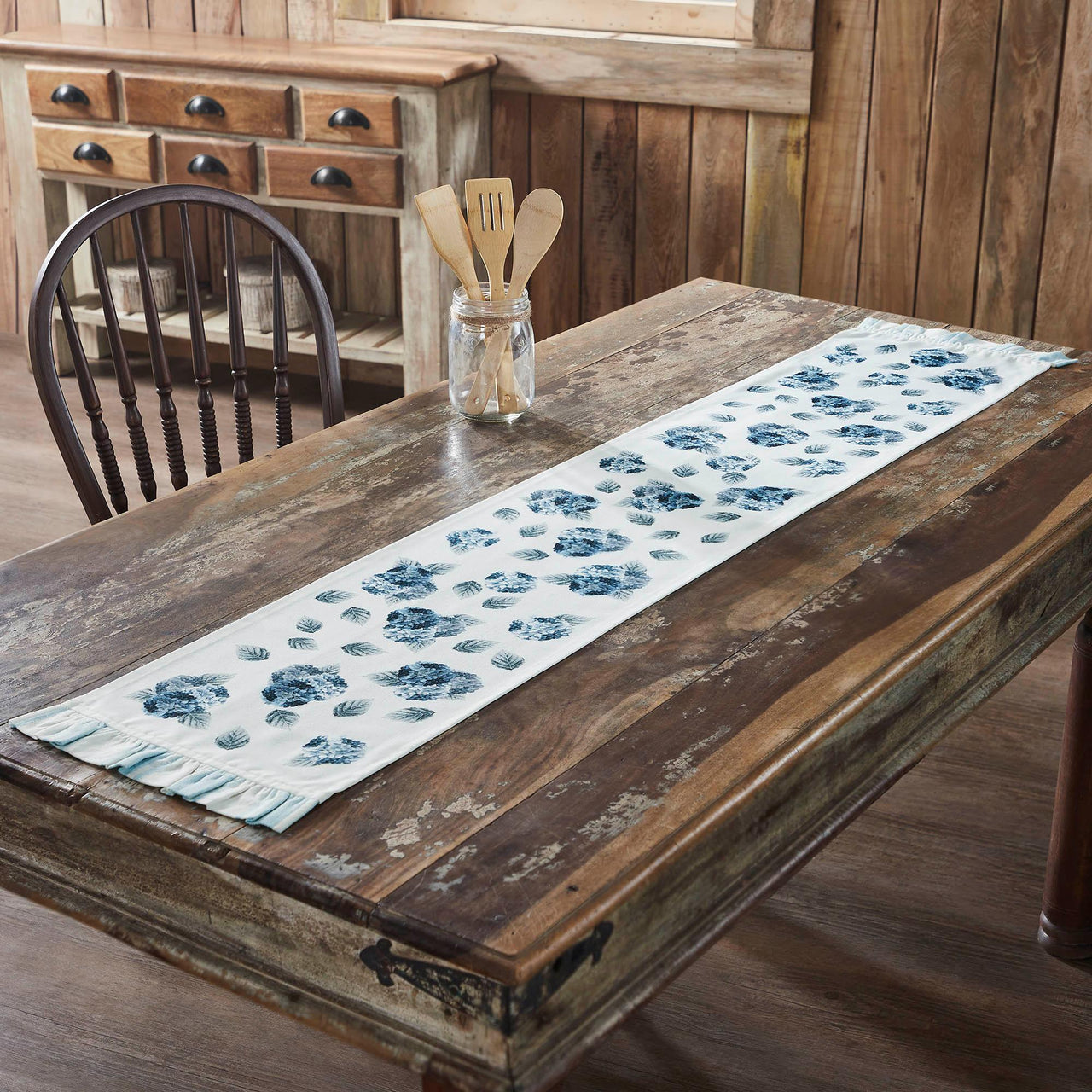 Finders Keepers Hydrangea Ruffled Runner 12x60 - The Fox Decor