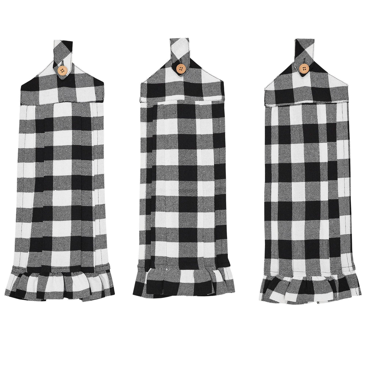 Annie Buffalo Check Black Button Loop Tea Towel Set of 3 - The Fox Decor