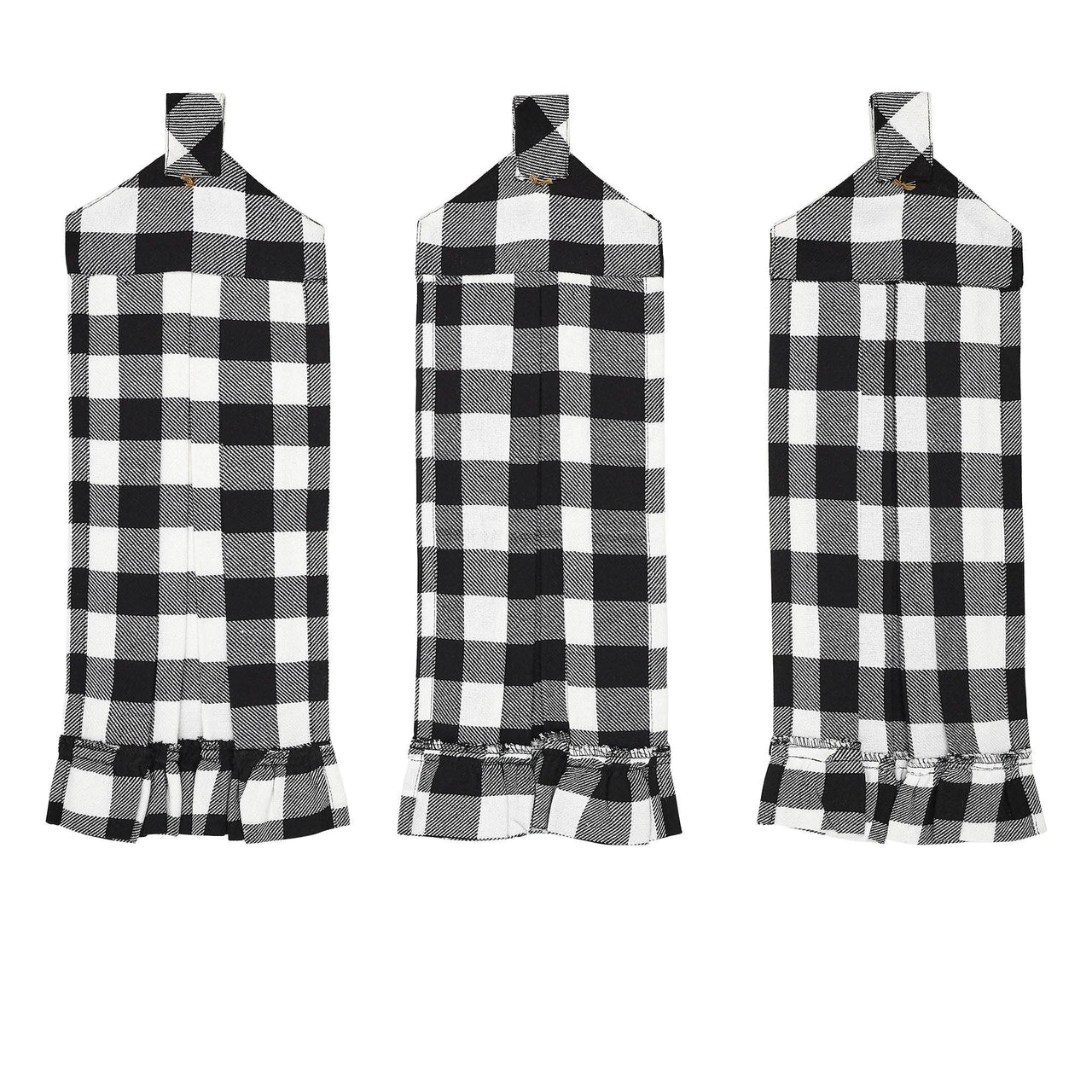 Annie Buffalo Check Black Button Loop Tea Towel Set of 3 - The Fox Decor