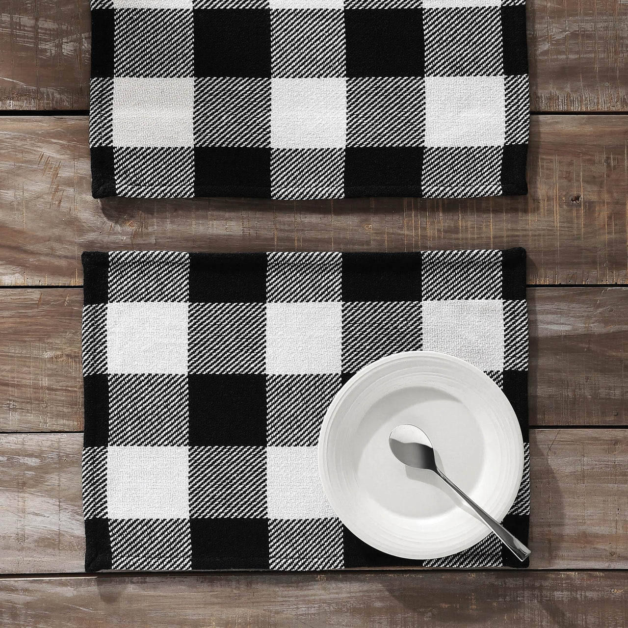Annie Buffalo Check Black Placemat Set of 2 13x19 - The Fox Decor