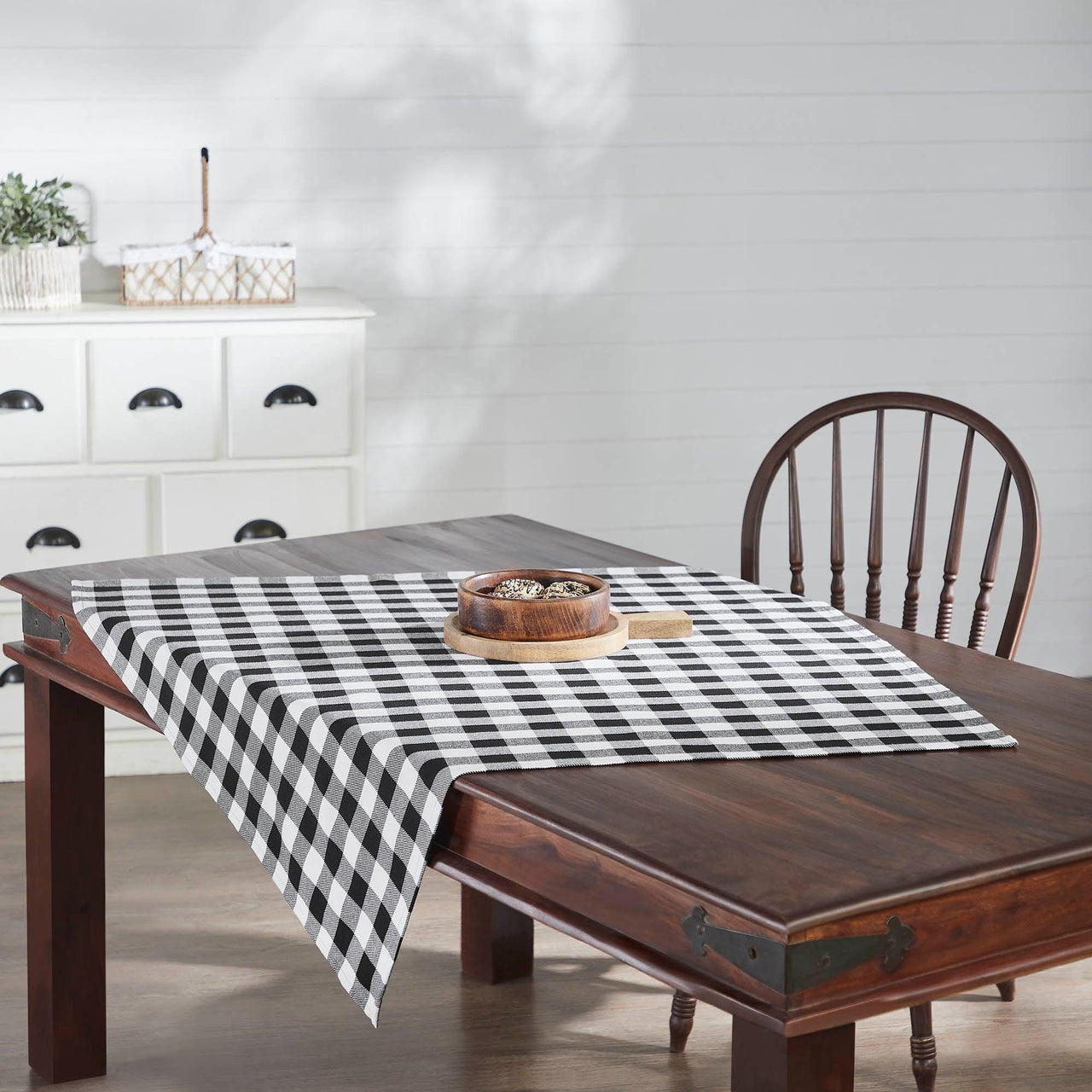 Annie Buffalo Check Black Table Topper 40x40 - The Fox Decor