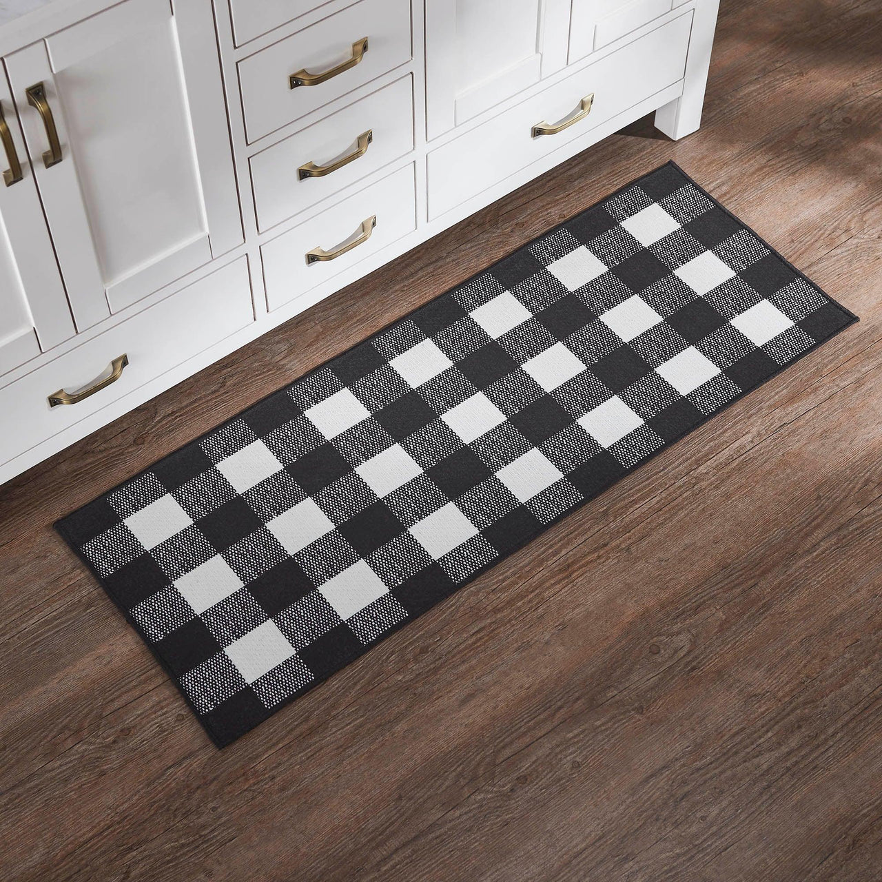 Annie Buffalo Check Black Polyester Rug Rect 17x48 - The Fox Decor