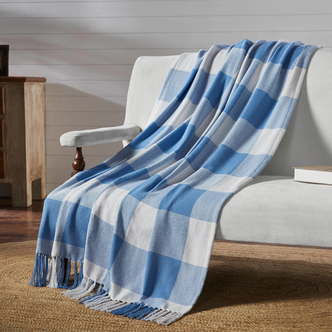 Annie Buffalo Check Blue Woven Throw 50x60 - The Fox Decor