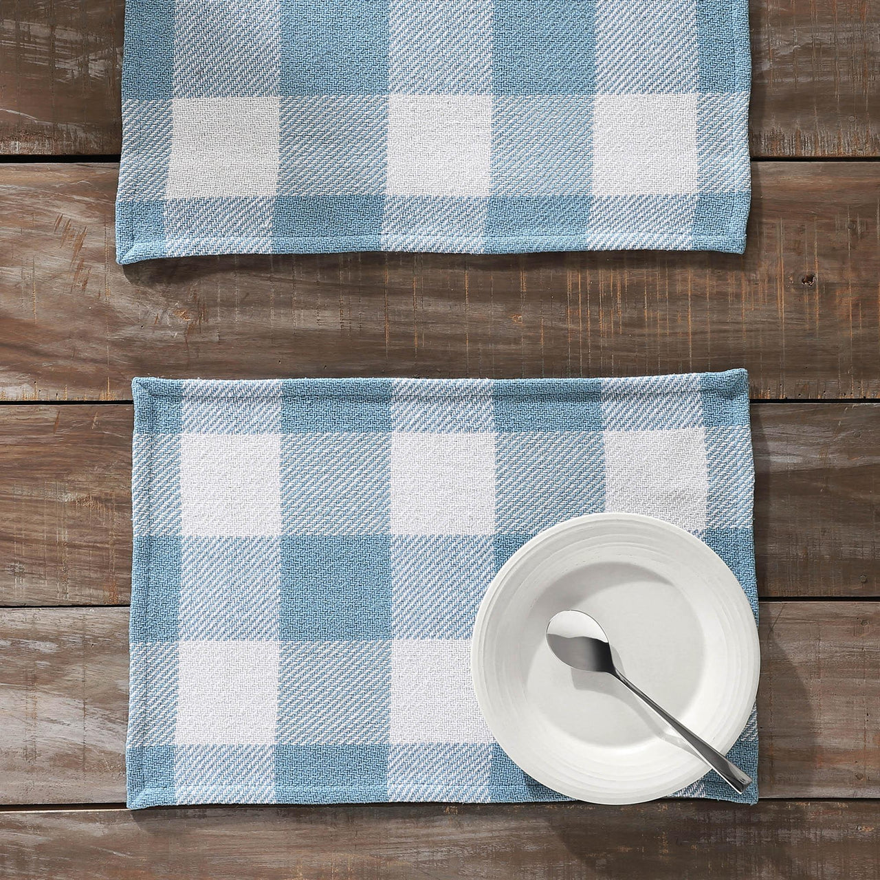 Annie Buffalo Check Blue Placemat Set of 2 13x19 - The Fox Decor