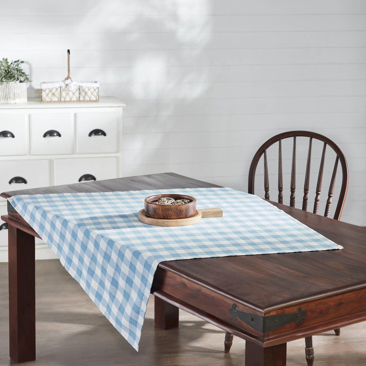 Annie Buffalo Check Blue Table Topper 40x40 - The Fox Decor