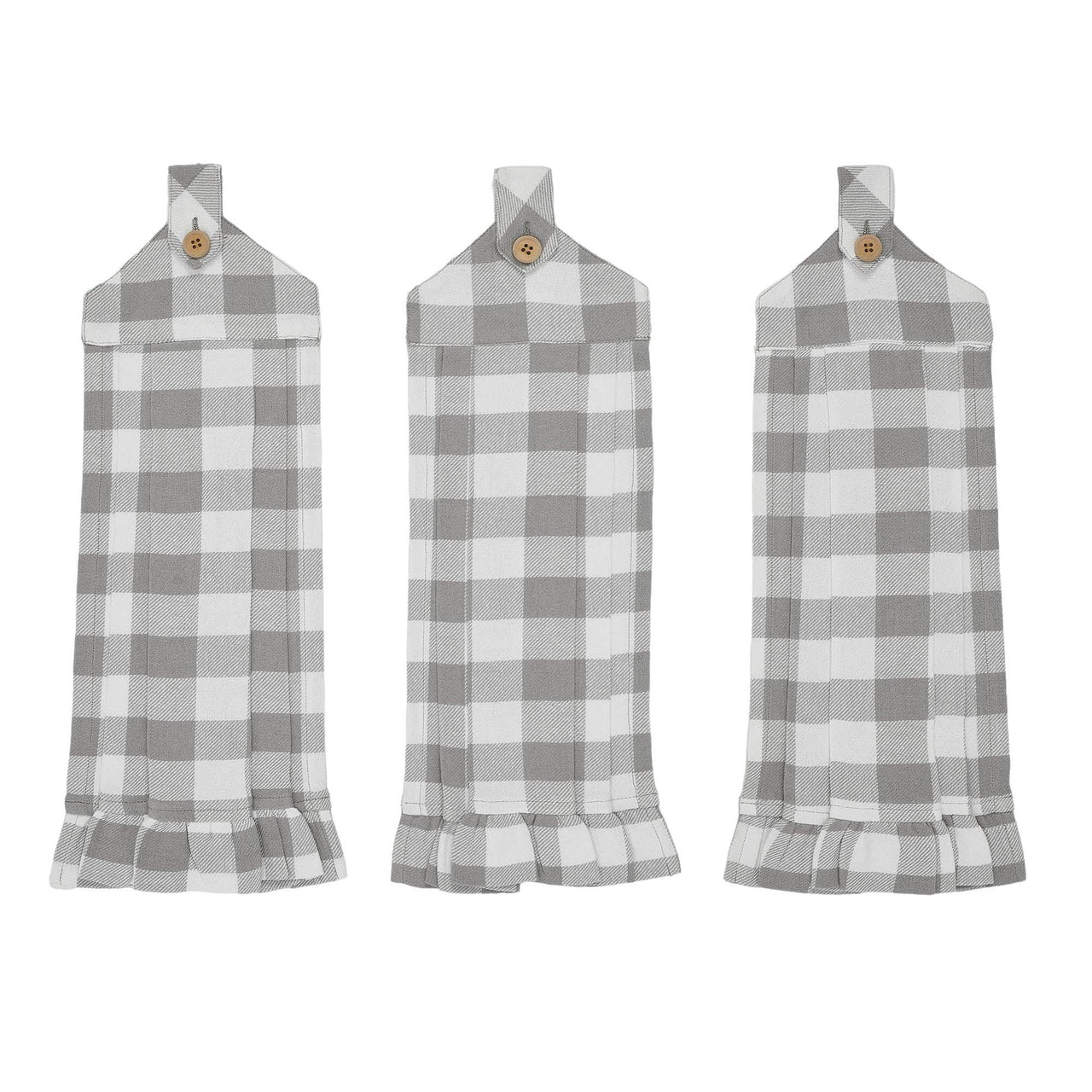 Annie Buffalo Check Grey Button Loop Tea Towel Set of 3 - The Fox Decor