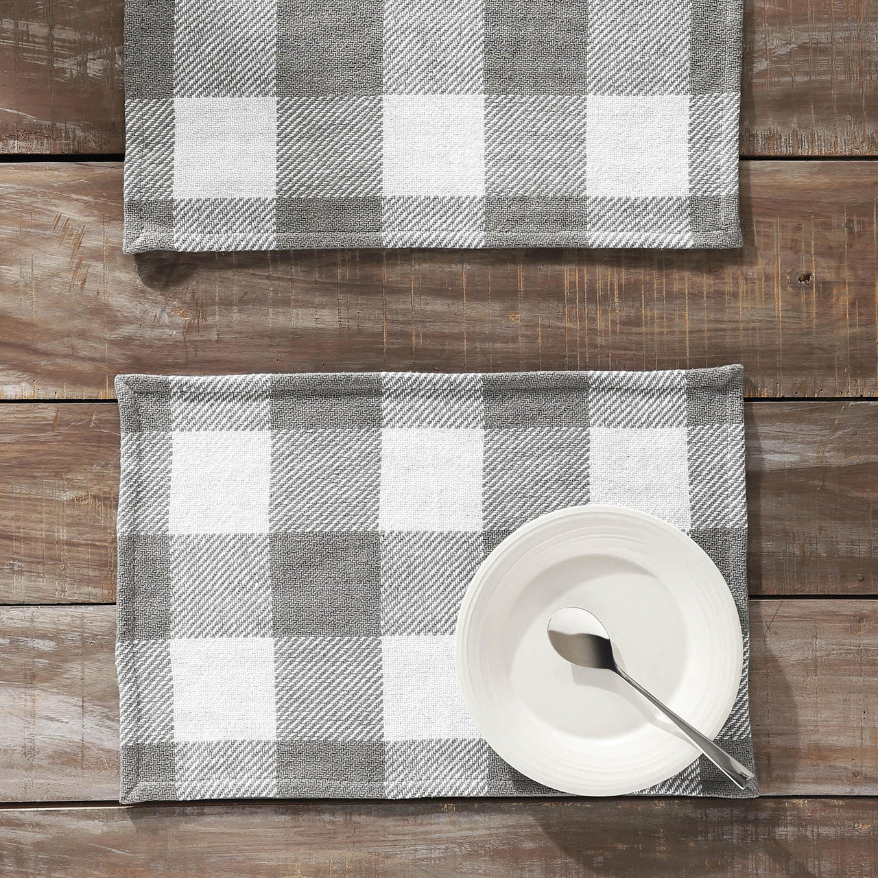 Annie Buffalo Check Grey Placemat Set of 2 13x19 - The Fox Decor
