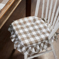 Thumbnail for Annie Buffalo Check Portabella Ruffled Chair Pad 16.5x18 - The Fox Decor