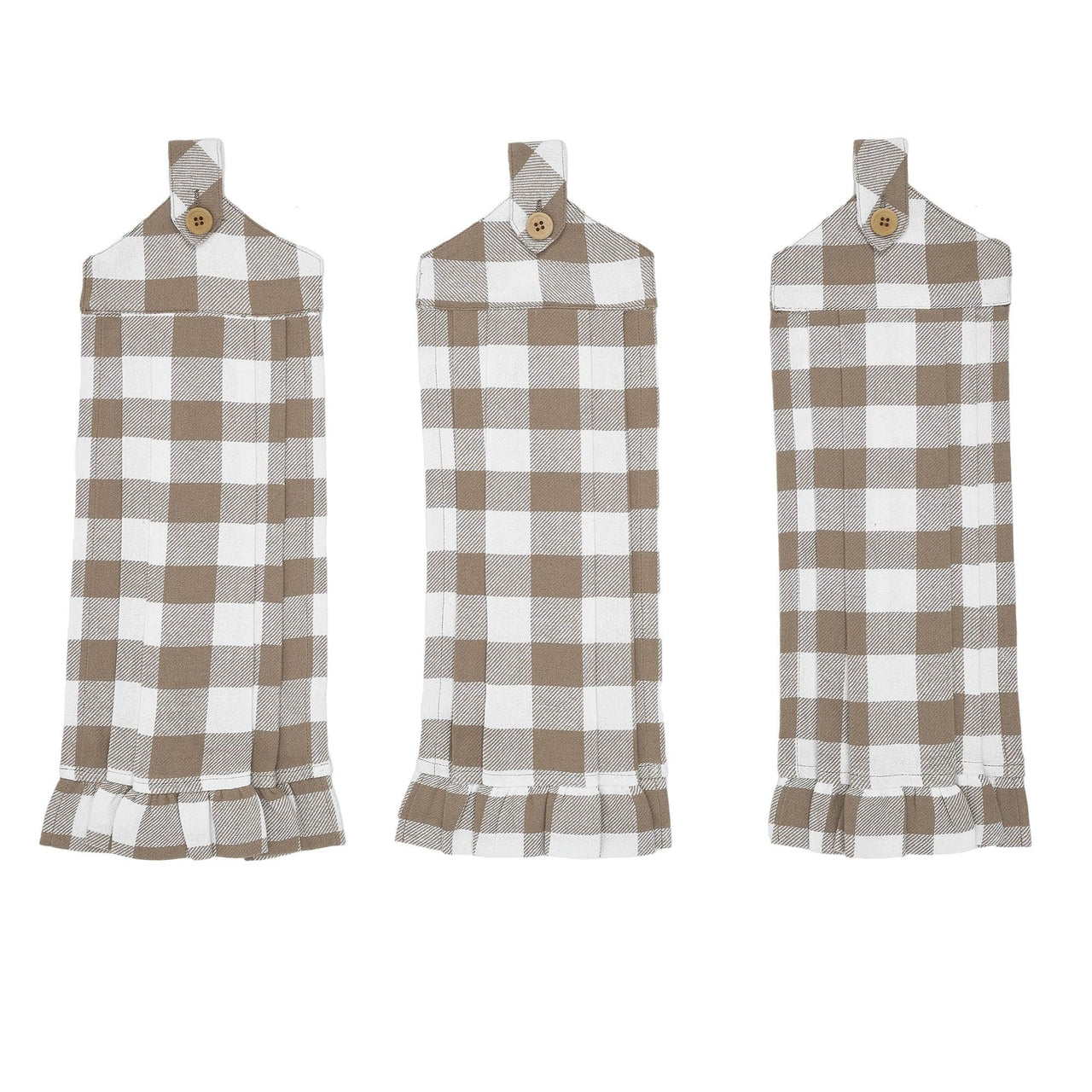 Annie Buffalo Check Portabella Button Loop Tea Towel Set of 3 - The Fox Decor