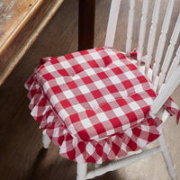 Thumbnail for Annie Buffalo Check Red Ruffled Chair Pad 16.5x18 - The Fox Decor