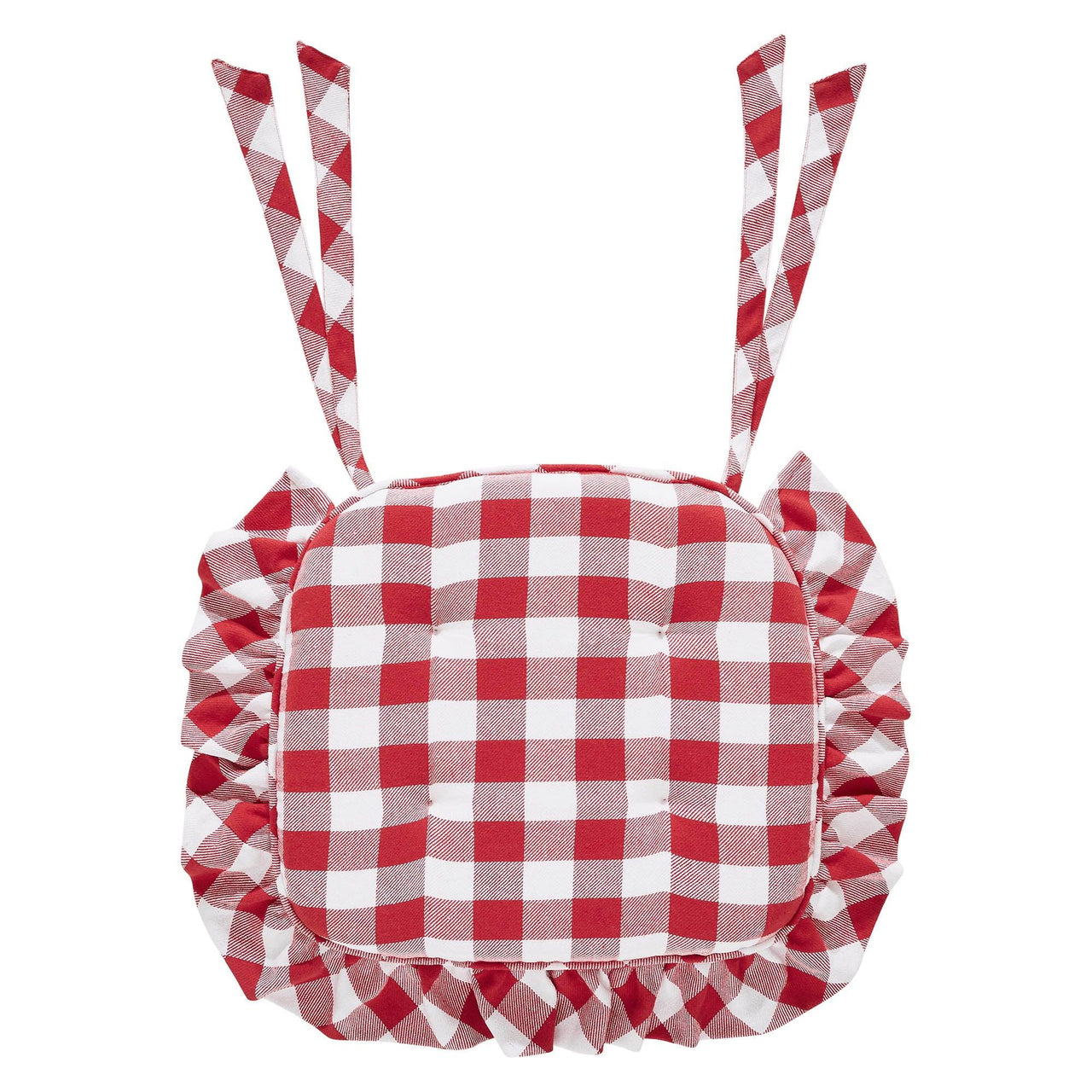 Annie Buffalo Check Red Ruffled Chair Pad 16.5x18 - The Fox Decor