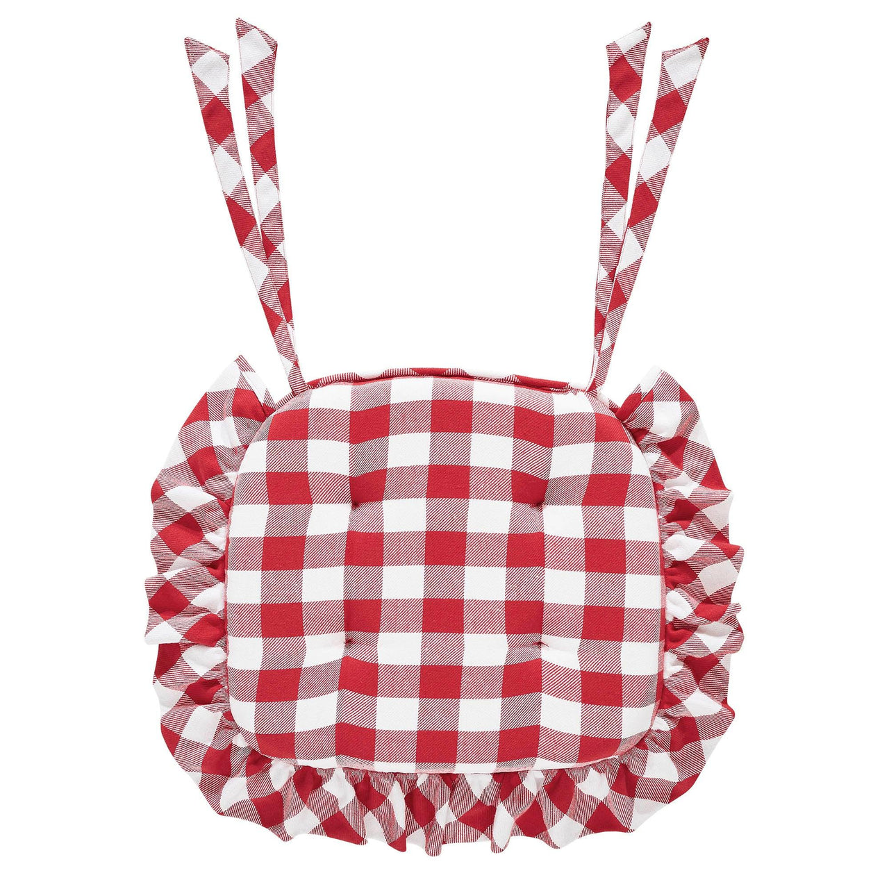 Annie Buffalo Check Red Ruffled Chair Pad 16.5x18 - The Fox Decor