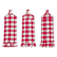 Thumbnail for Annie Buffalo Check Red Button Loop Tea Towel Set of 3 - The Fox Decor