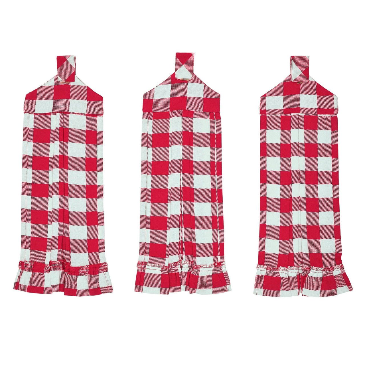 Annie Buffalo Check Red Button Loop Tea Towel Set of 3 - The Fox Decor