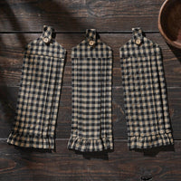 Black Check Button Loop Tea Towel Set of 3 - The Fox Decor