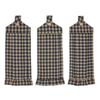 Black Check Button Loop Tea Towel Set of 3 - The Fox Decor