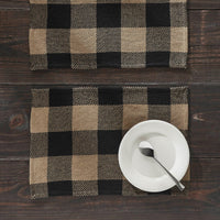 Black Check Placemat Set of 2 13x19 - The Fox Decor
