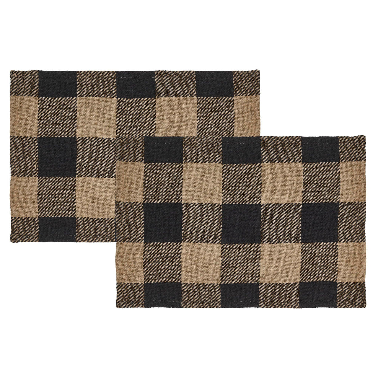 Black Check Placemat Set of 2 13x19 - The Fox Decor