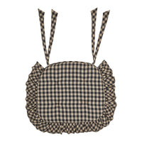 Black Check Ruffled Chair Pad 16.5x18 - The Fox Decor